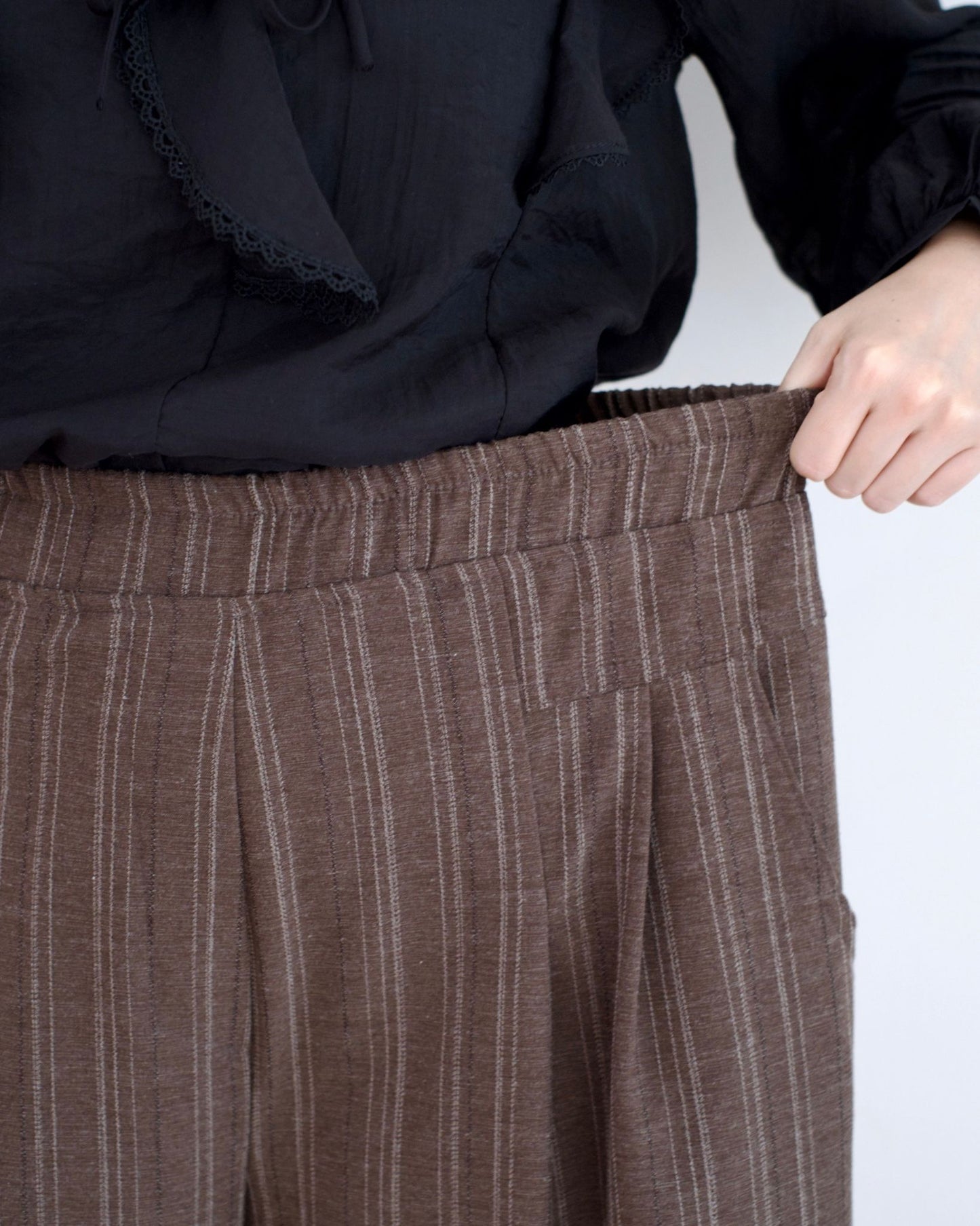 韓國條子闊筒扯布褲︎