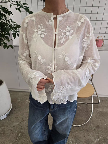 韓國高質兩穿刺繡襯衫