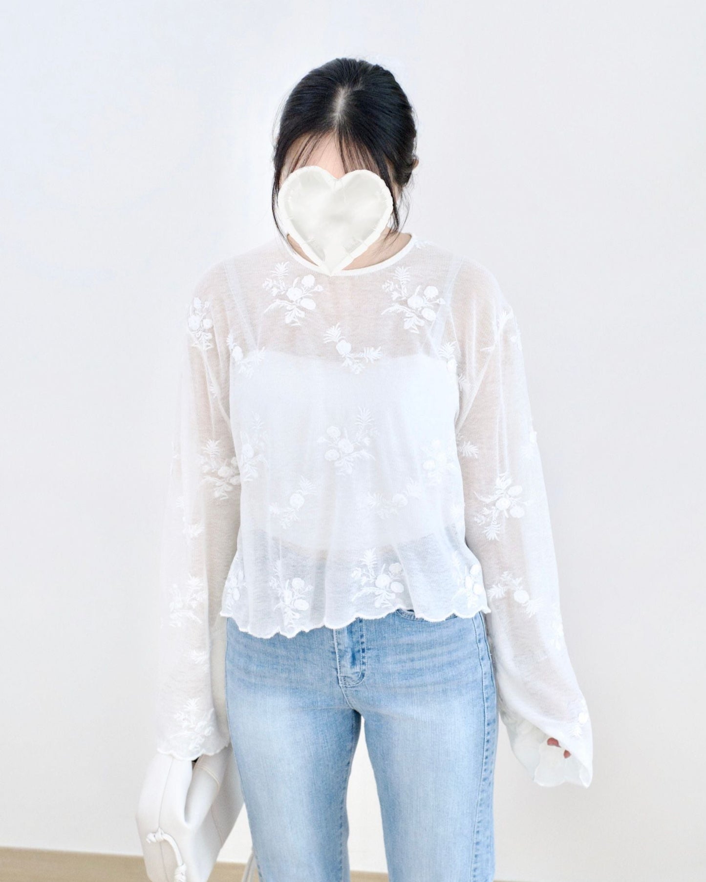 韓國高質兩穿刺繡襯衫