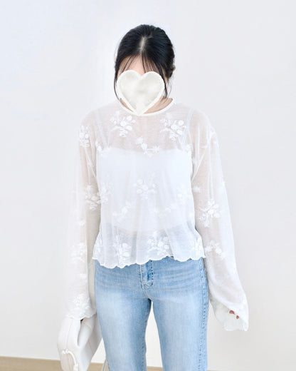 韓國高質兩穿刺繡襯衫