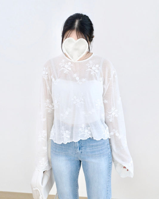 韓國高質兩穿刺繡襯衫