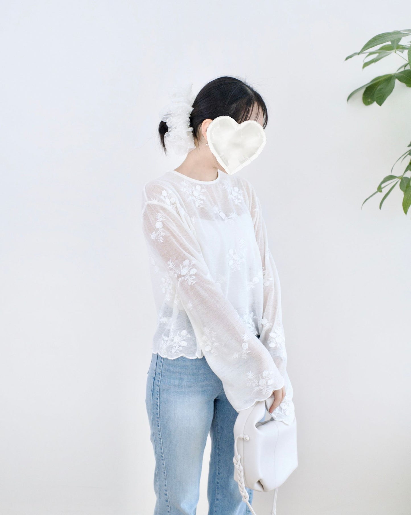 韓國高質兩穿刺繡襯衫