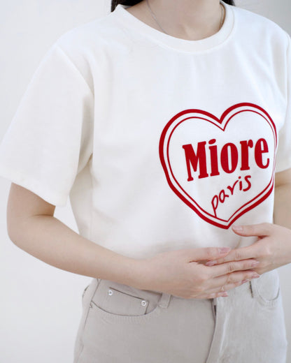 韓國心心薄絨毛短袖Tee