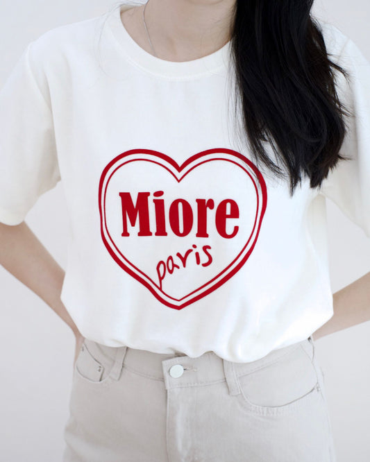 韓國心心薄絨毛短袖Tee