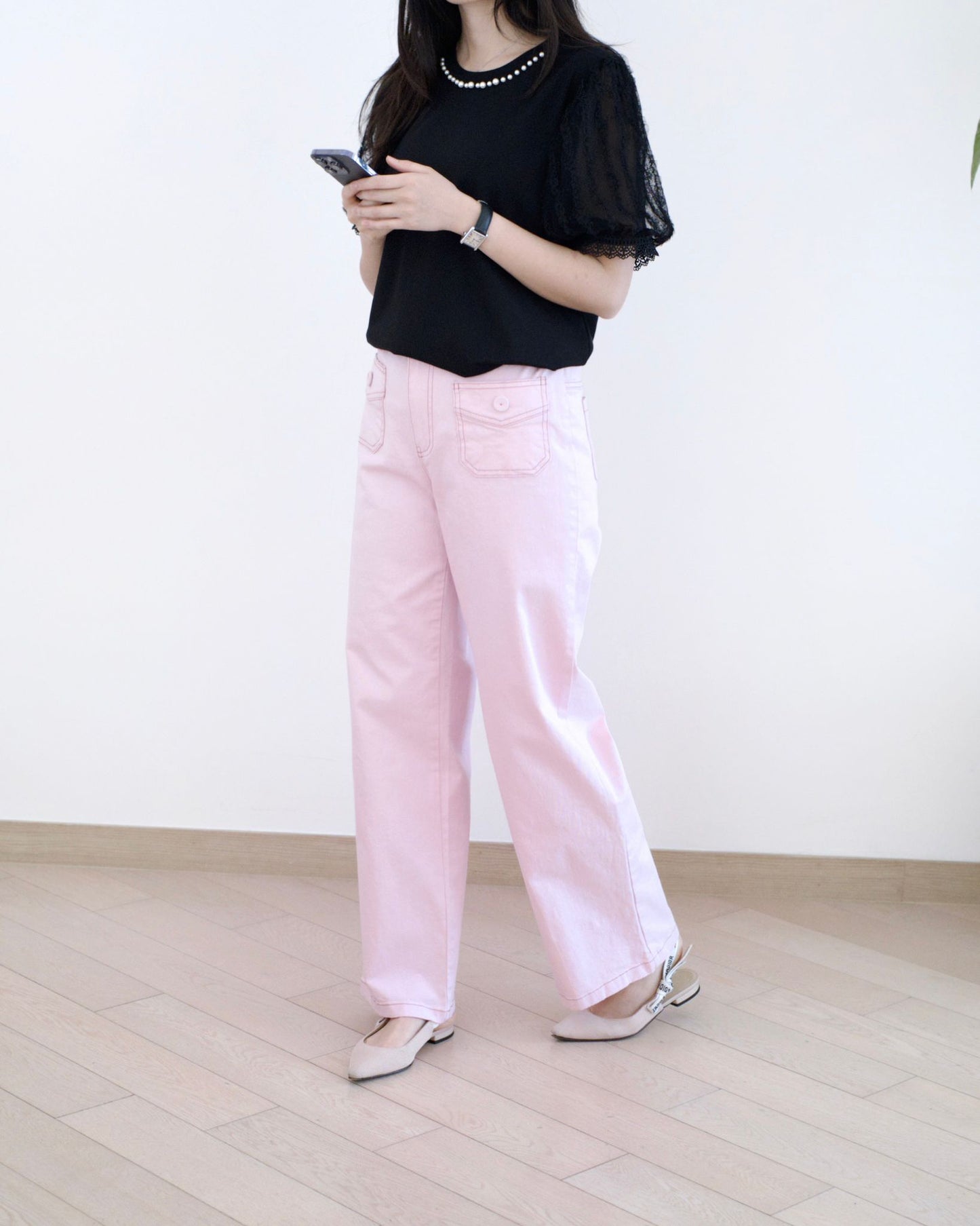 Eltoo口袋直筒扯布褲