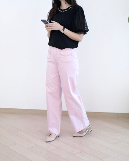 Eltoo口袋直筒扯布褲