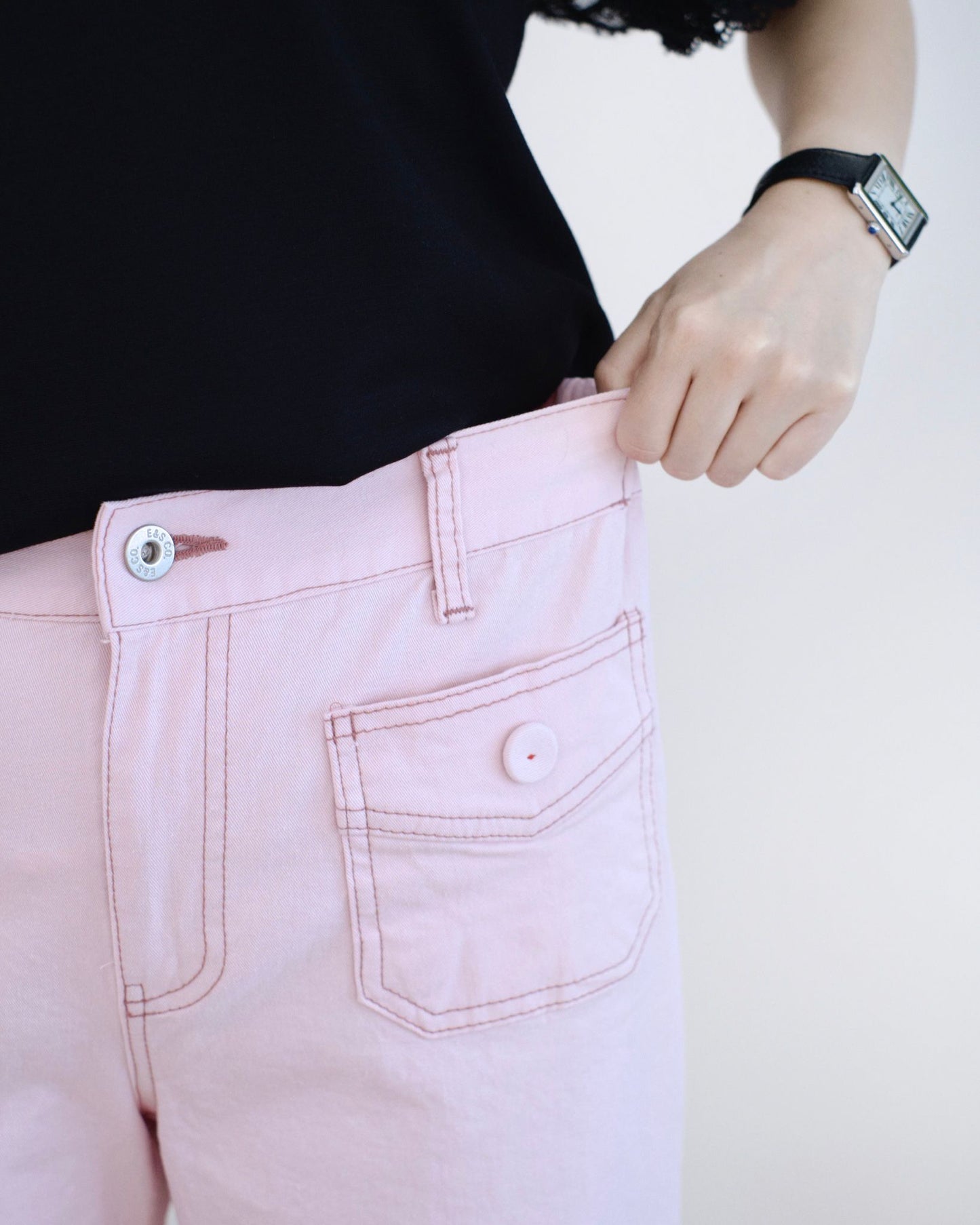 Eltoo口袋直筒扯布褲