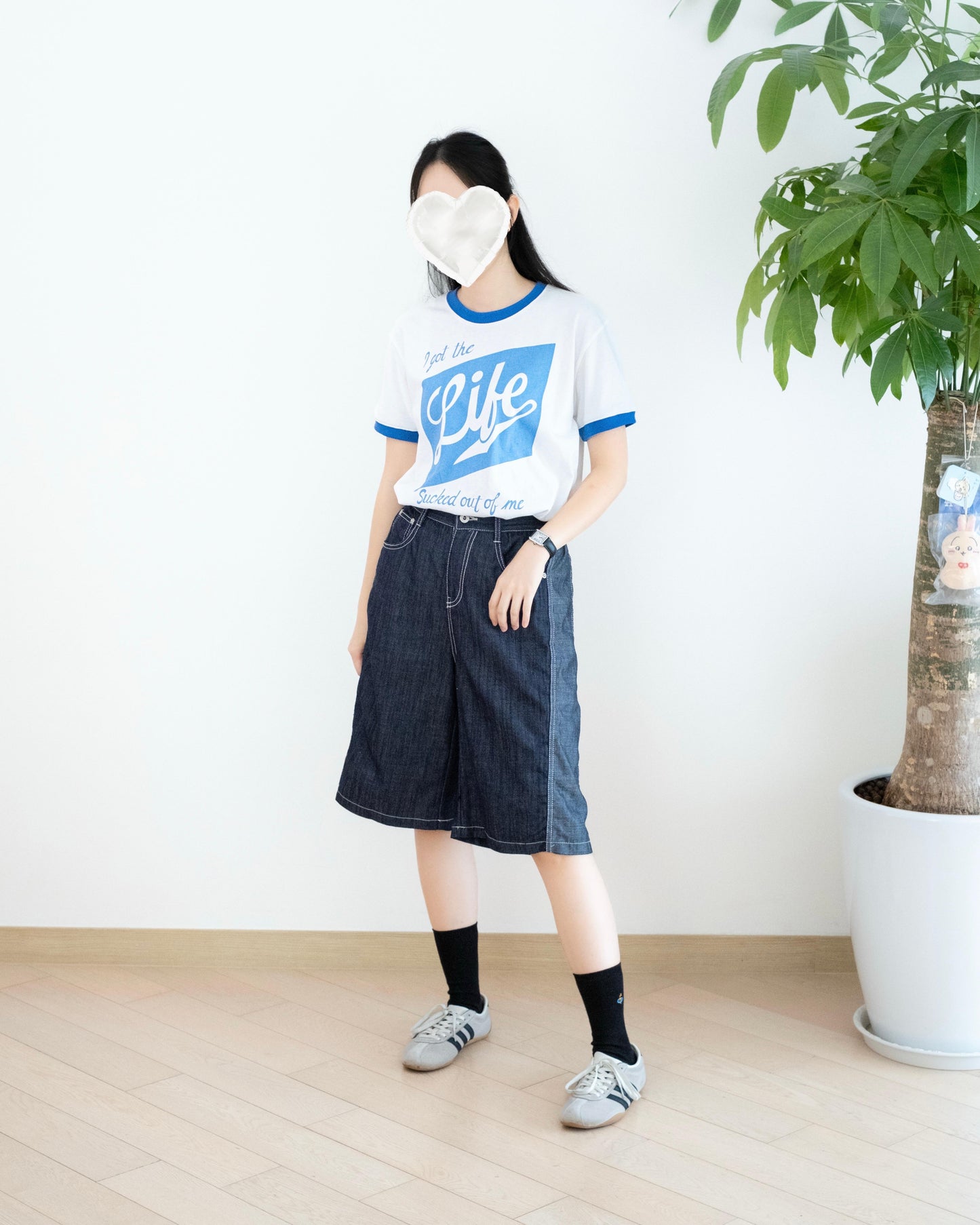 Eltoo 拼接五分牛仔短褲