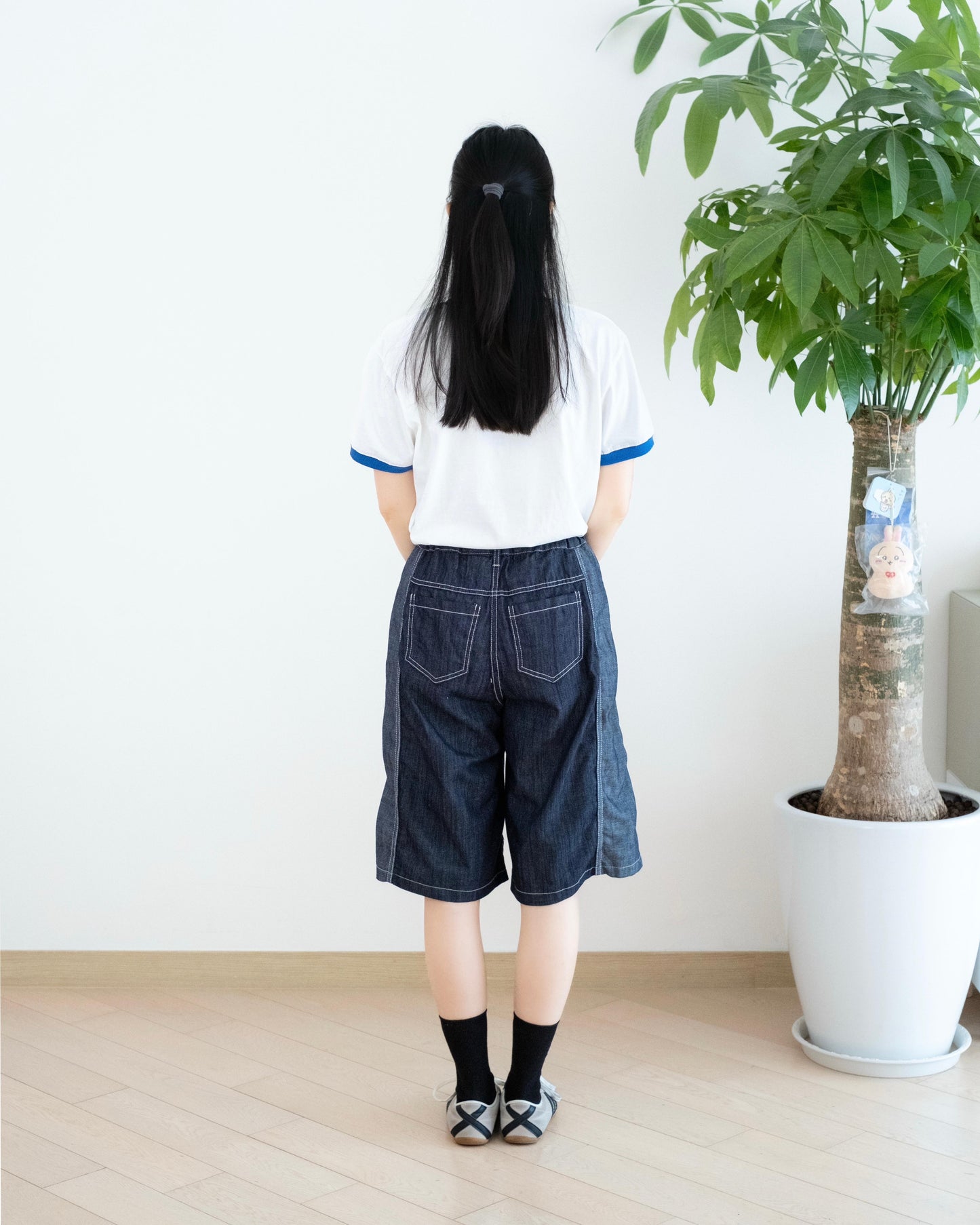 Eltoo 拼接五分牛仔短褲