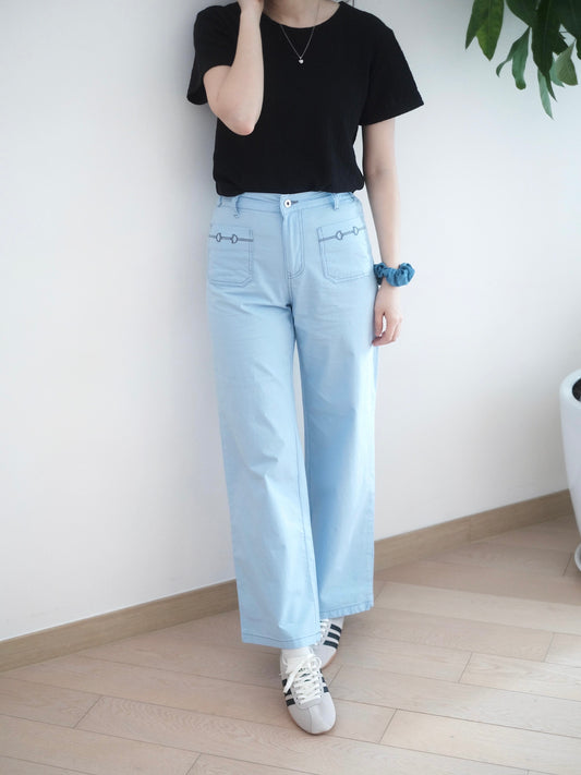 Eltoo 小口袋直筒扯布褲