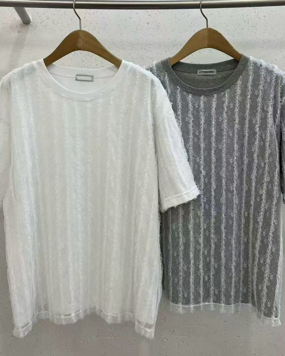 韓國Lace條紋Top