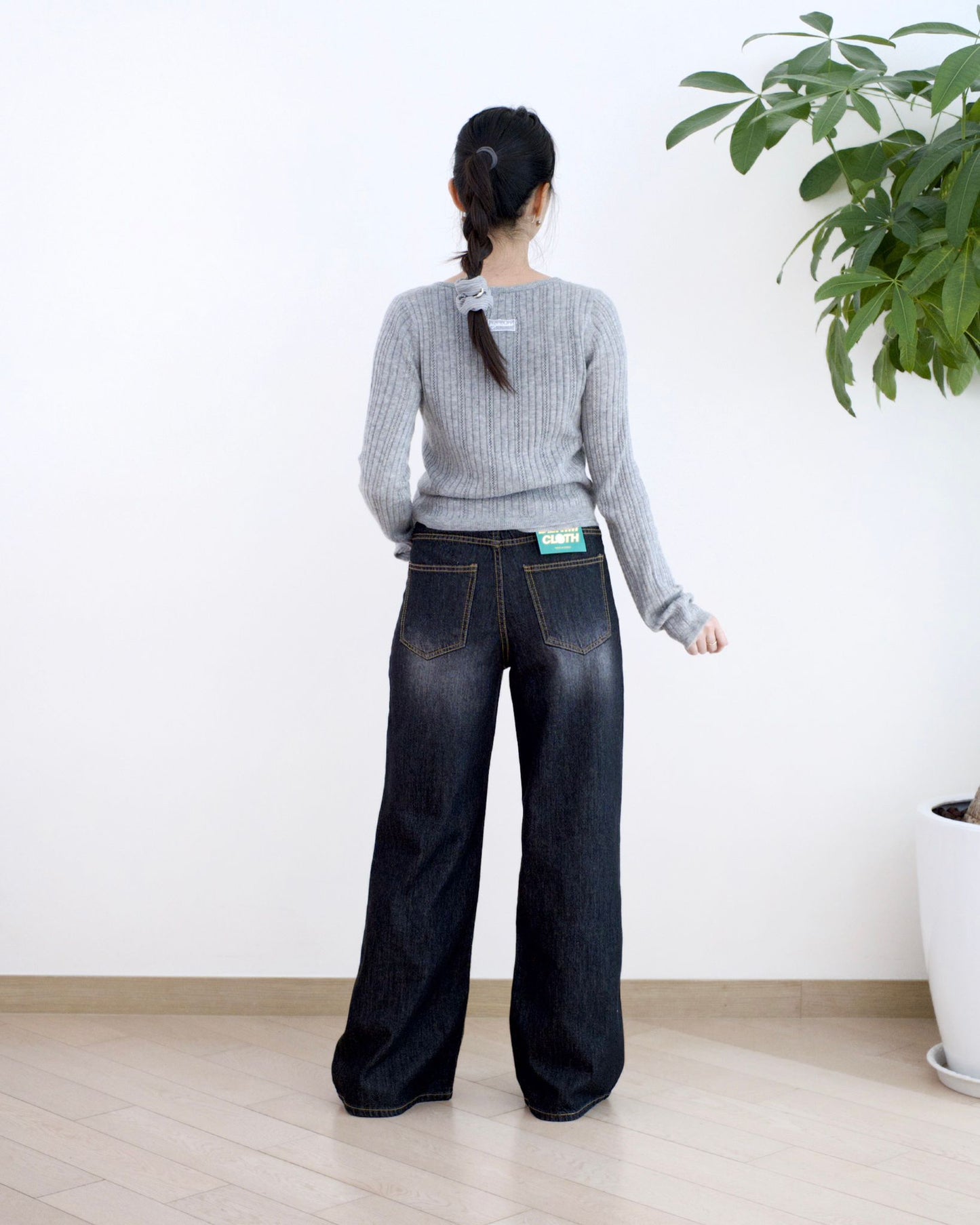 Gori 高低口袋闊筒牛仔褲