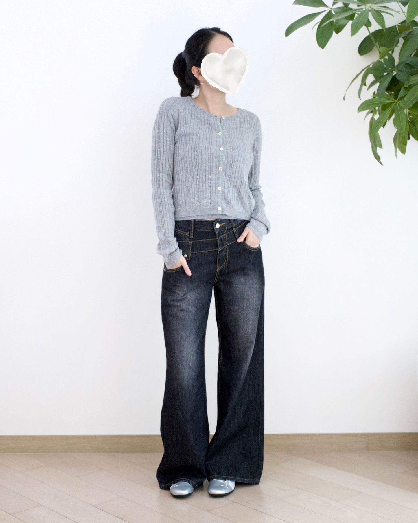 Gori 高低口袋闊筒牛仔褲