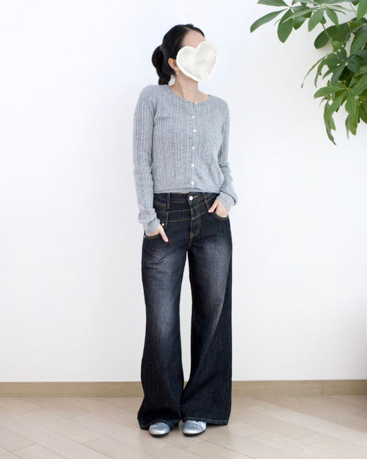 Gori 高低口袋闊筒牛仔褲