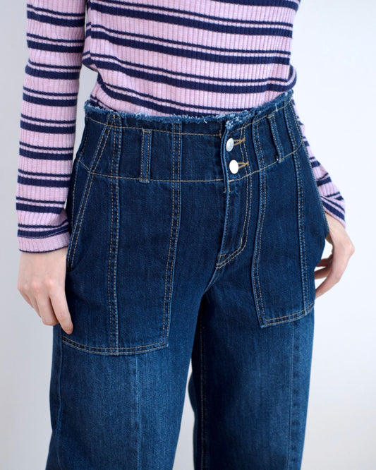 Gori 高腰包肚直筒牛仔褲