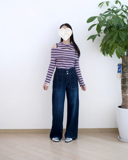 Gori 高腰包肚直筒牛仔褲