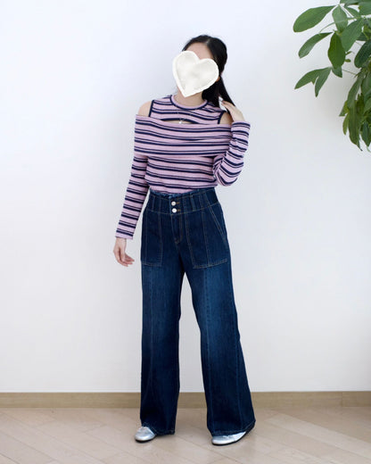 Gori 高腰包肚直筒牛仔褲