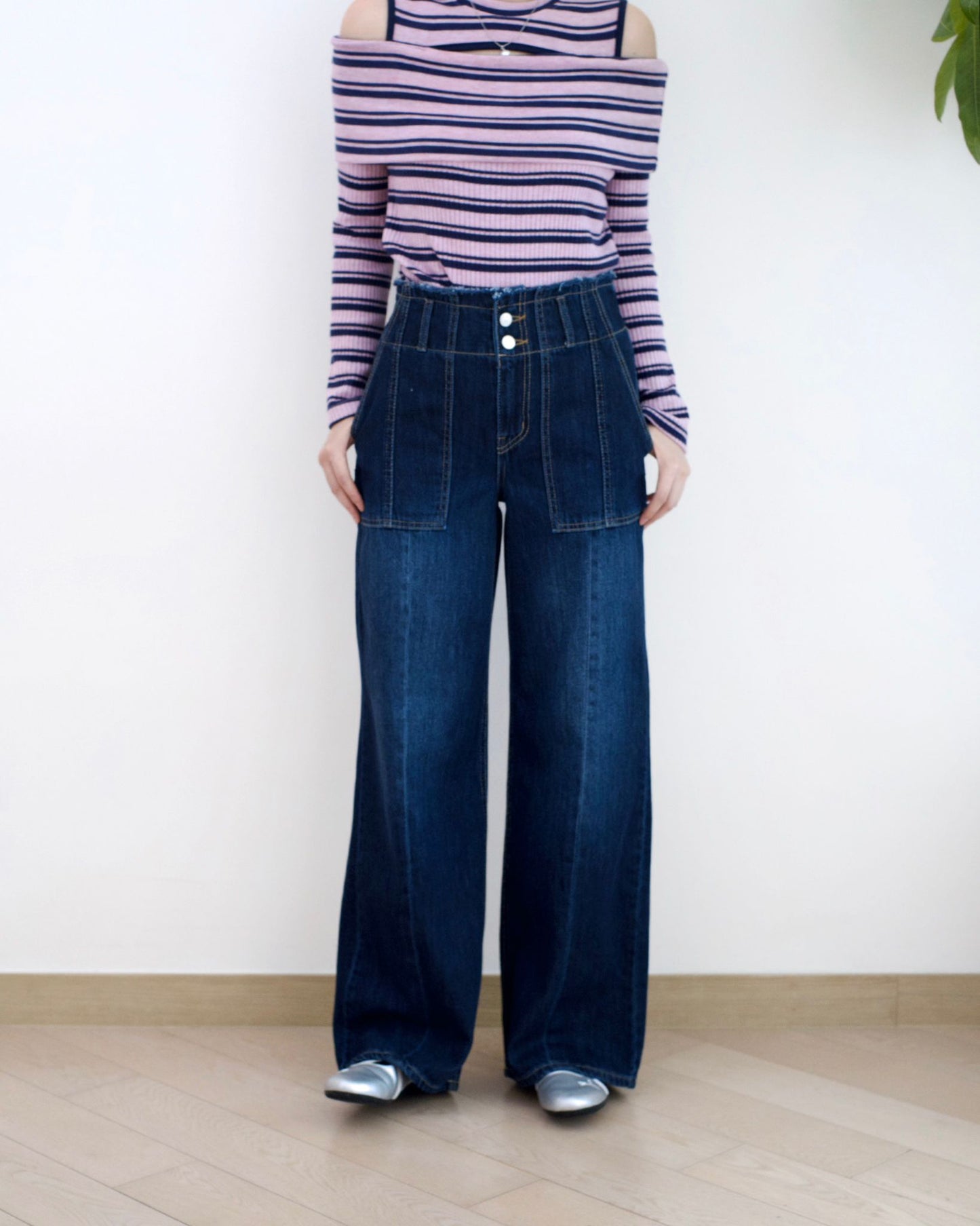 Gori 高腰包肚直筒牛仔褲