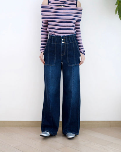 Gori 高腰包肚直筒牛仔褲