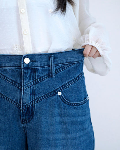 Gori 小V車骨直筒牛仔褲