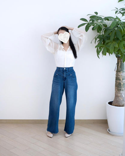 Gori 小V車骨直筒牛仔褲