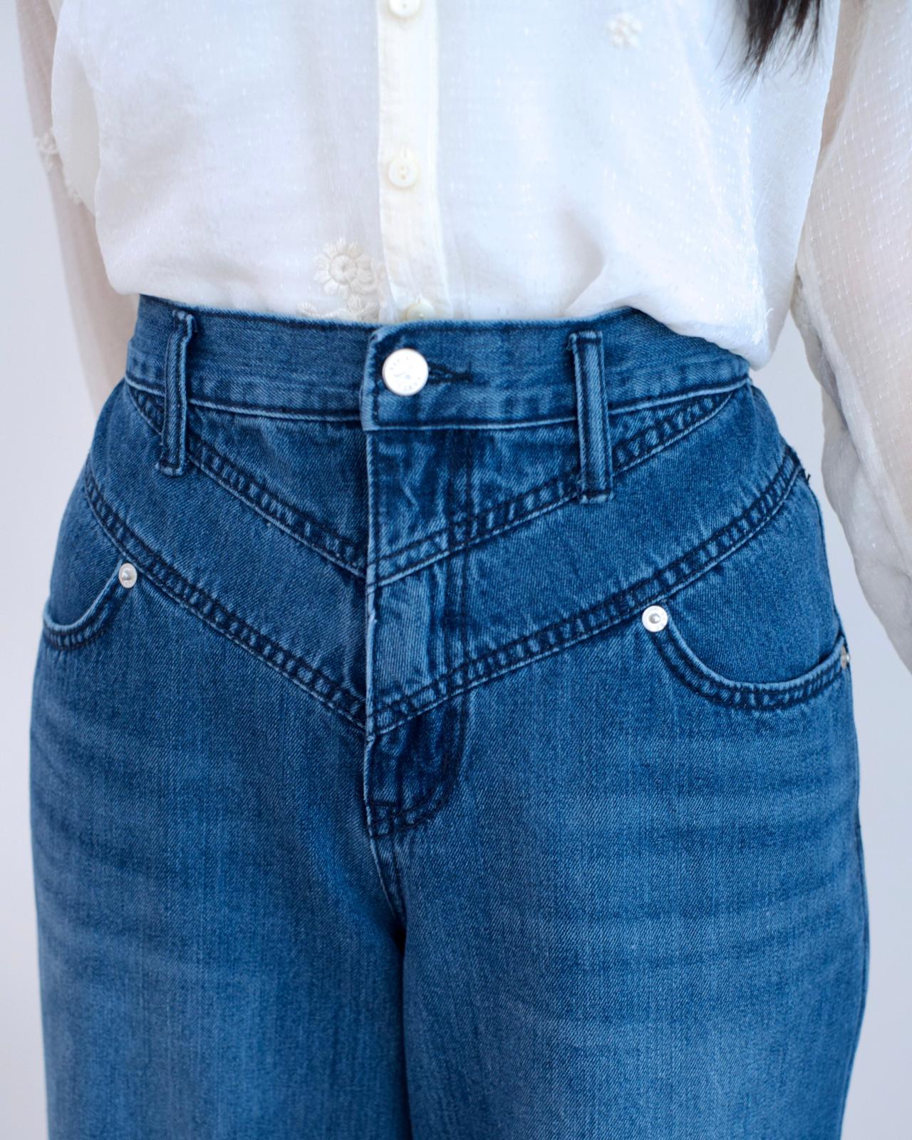 Gori 小V車骨直筒牛仔褲