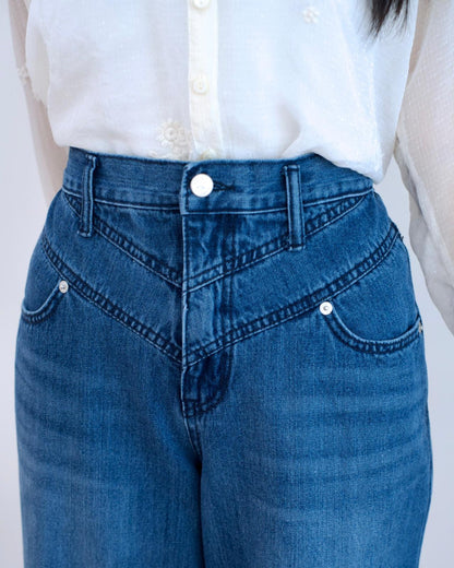 Gori 小V車骨直筒牛仔褲