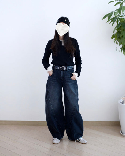 Gori 黑色彎刀牛仔褲