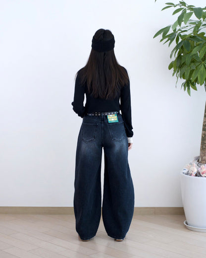 Gori 黑色彎刀牛仔褲