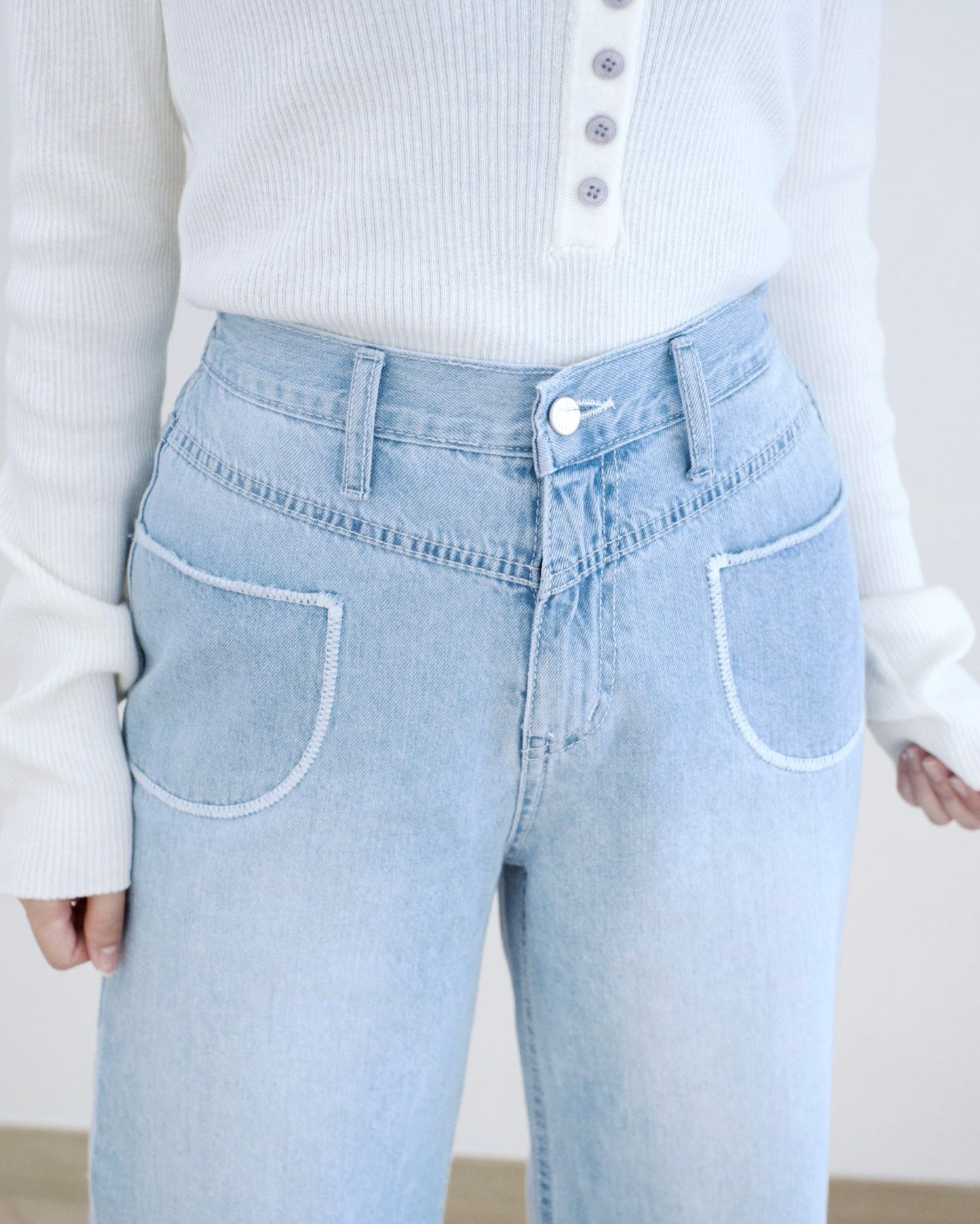 Gori 口袋闊筒牛仔褲