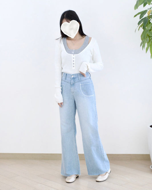 Gori 口袋闊筒牛仔褲