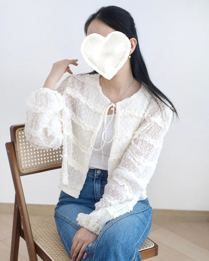 韓國波點透視小襯衫/外套