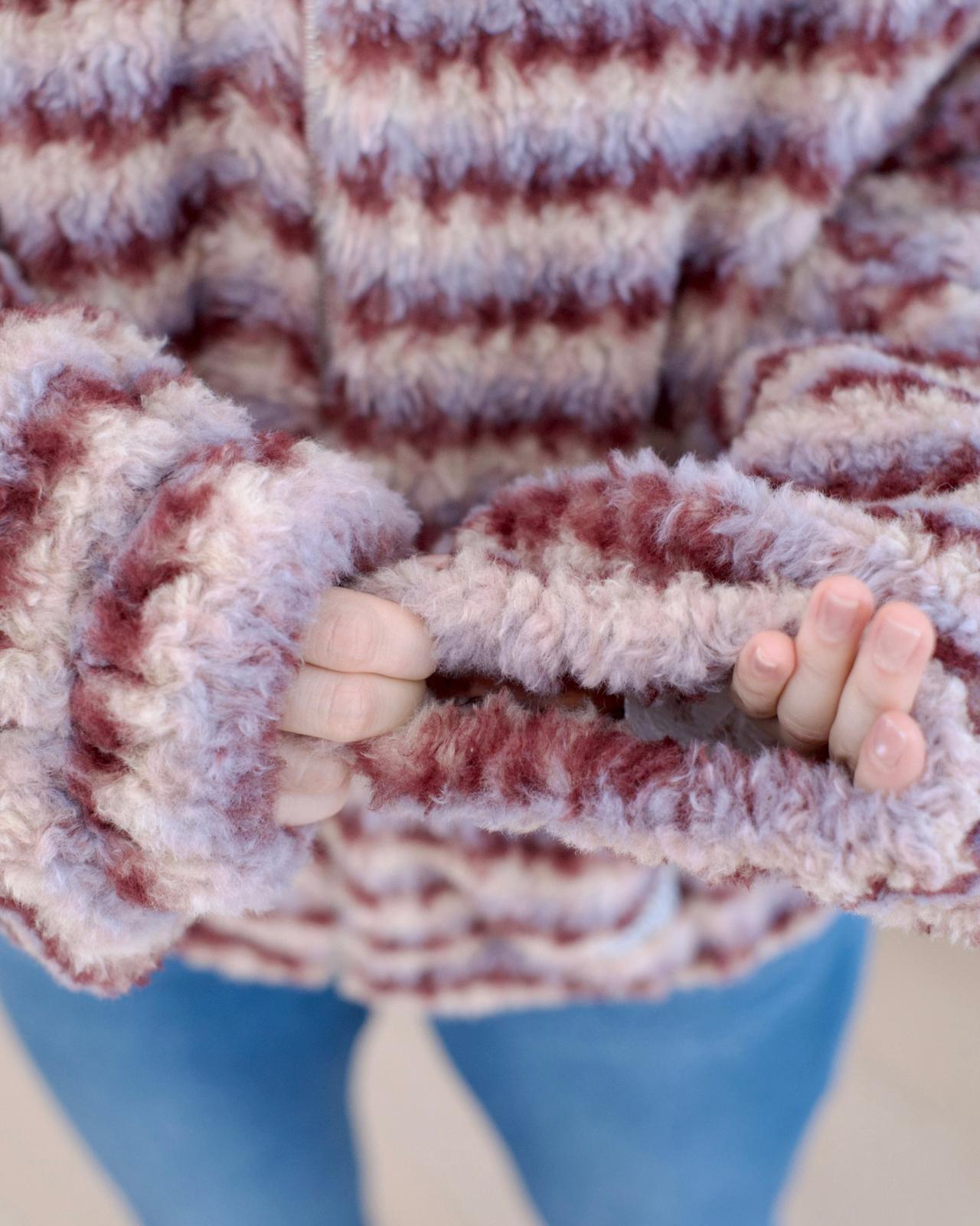 韓國毛毛條紋外套