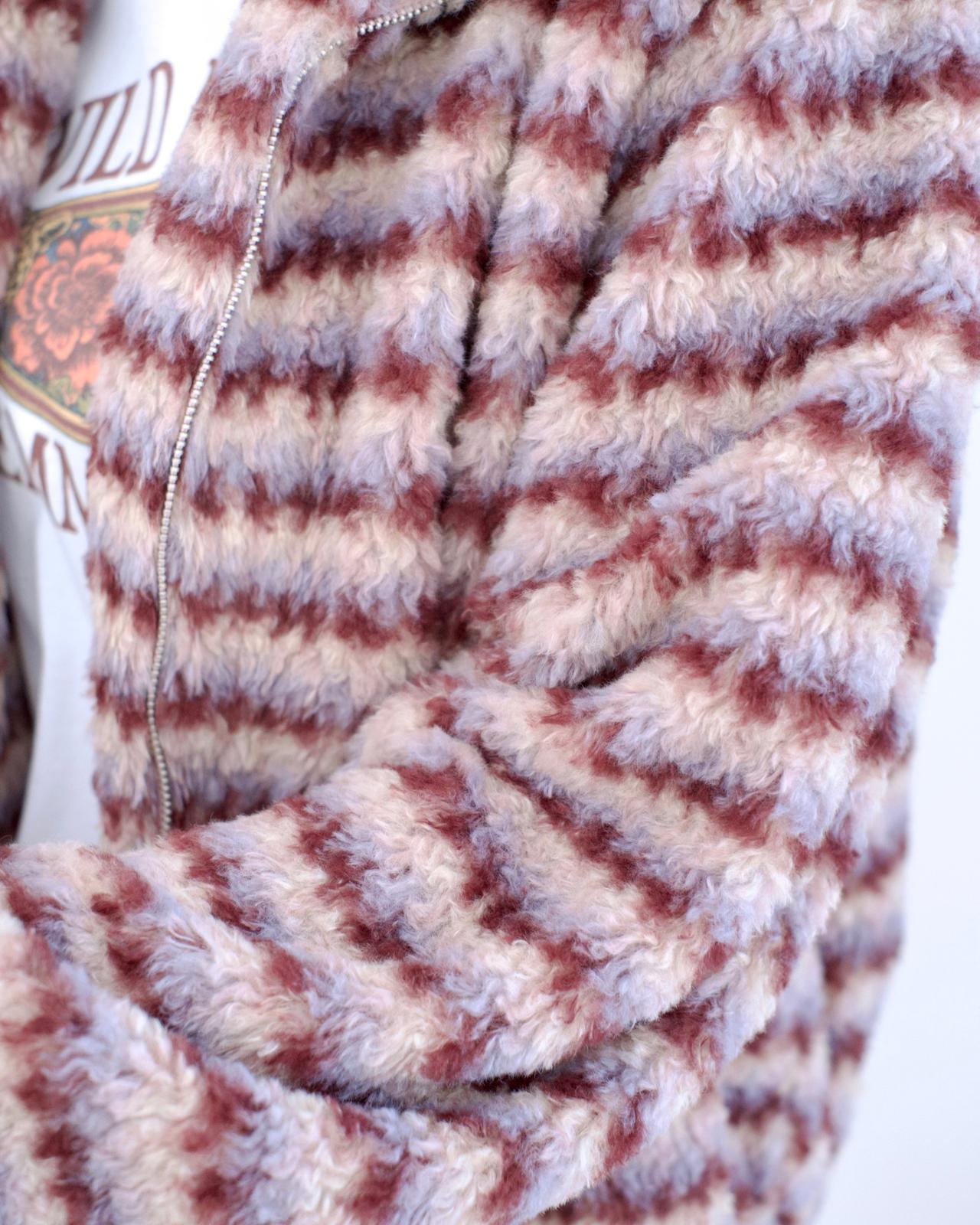 韓國毛毛條紋外套