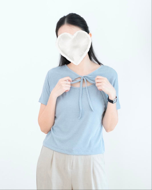 淨色綁繩蝴蝶結Tee