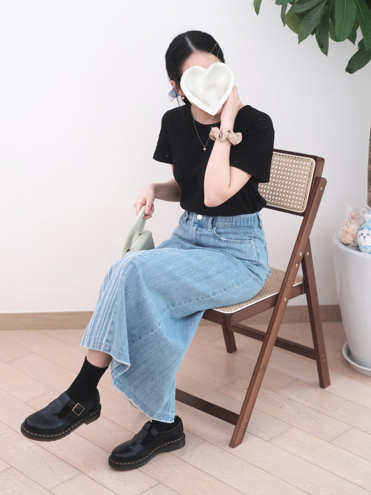 Howluk 拼條紋牛仔長裙