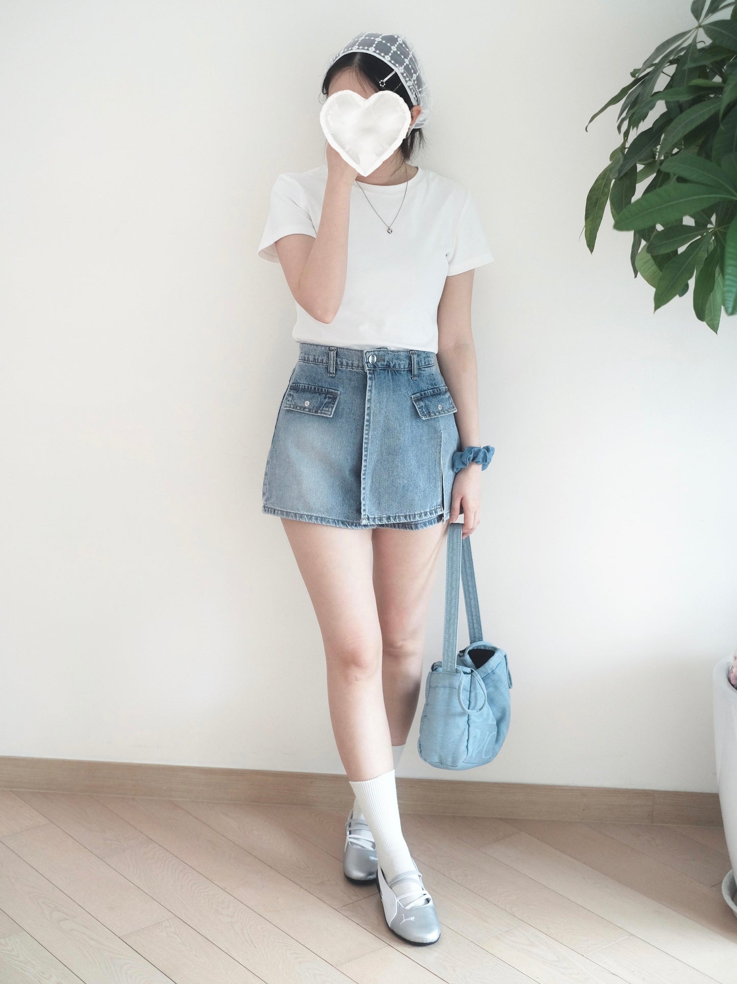 Howluk 高腰牛仔裙褲