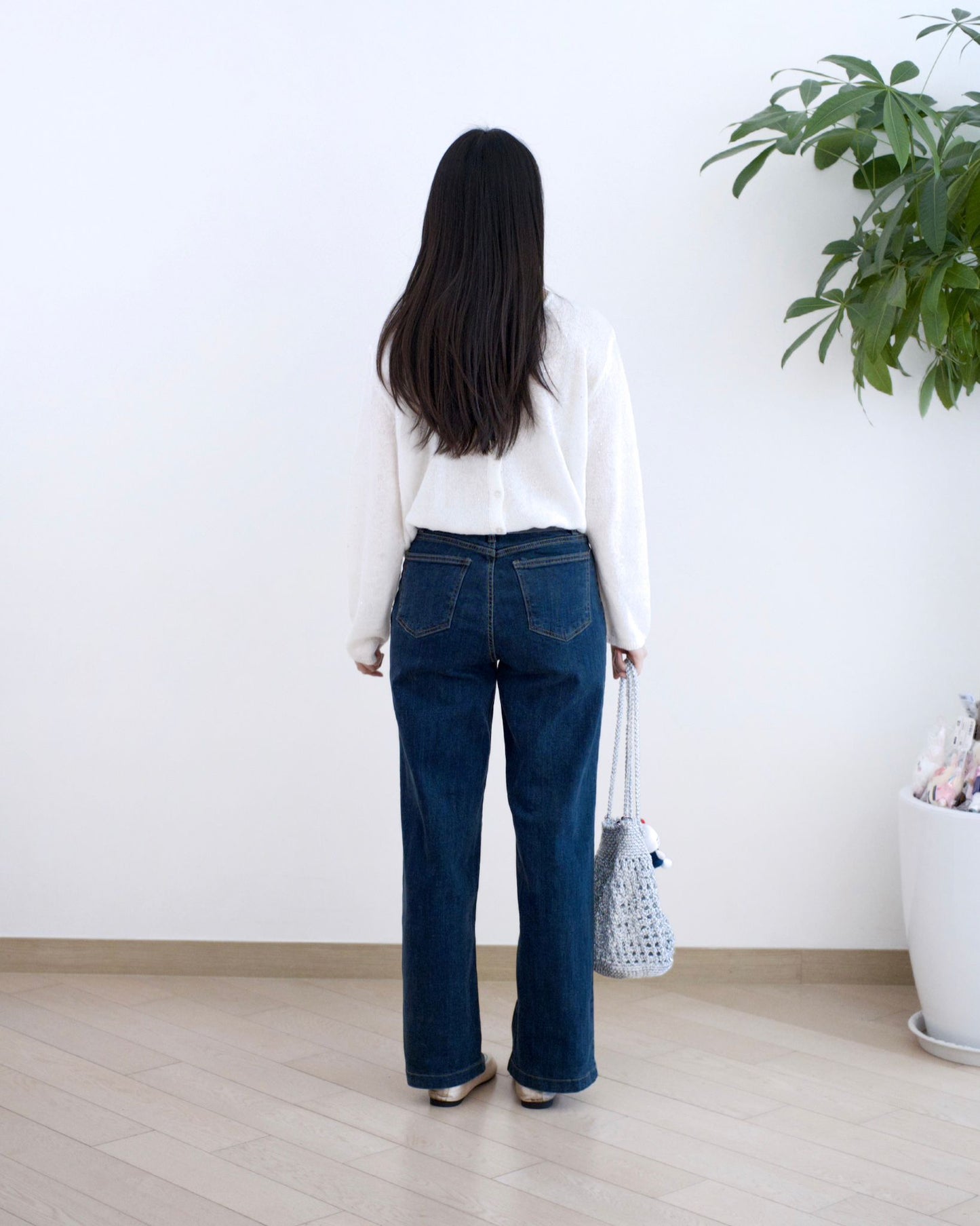 Howluk 薄絨毛直筒口袋牛仔褲