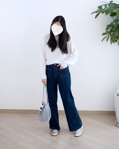 Howluk 薄絨毛直筒口袋牛仔褲