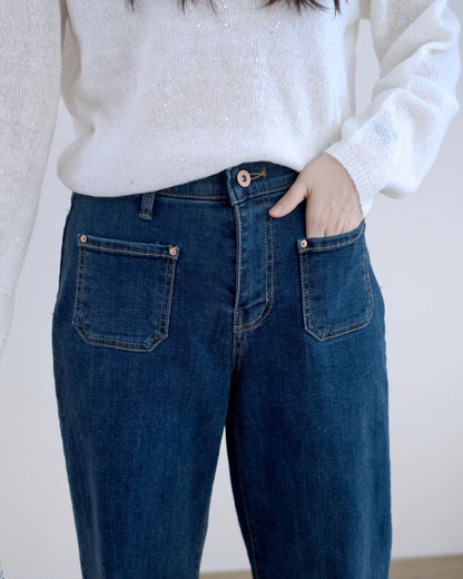 Howluk 薄絨毛直筒口袋牛仔褲