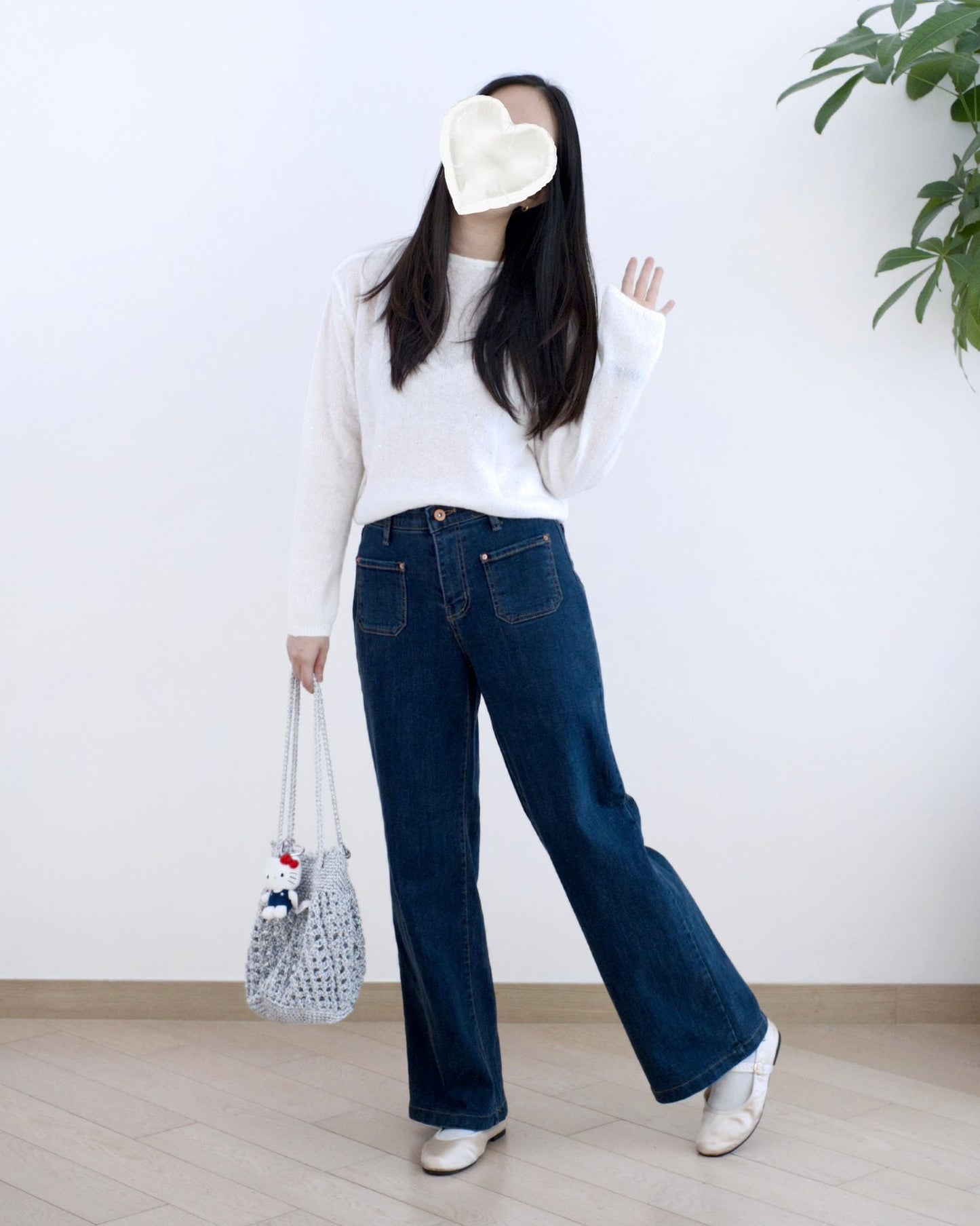 Howluk 薄絨毛直筒口袋牛仔褲