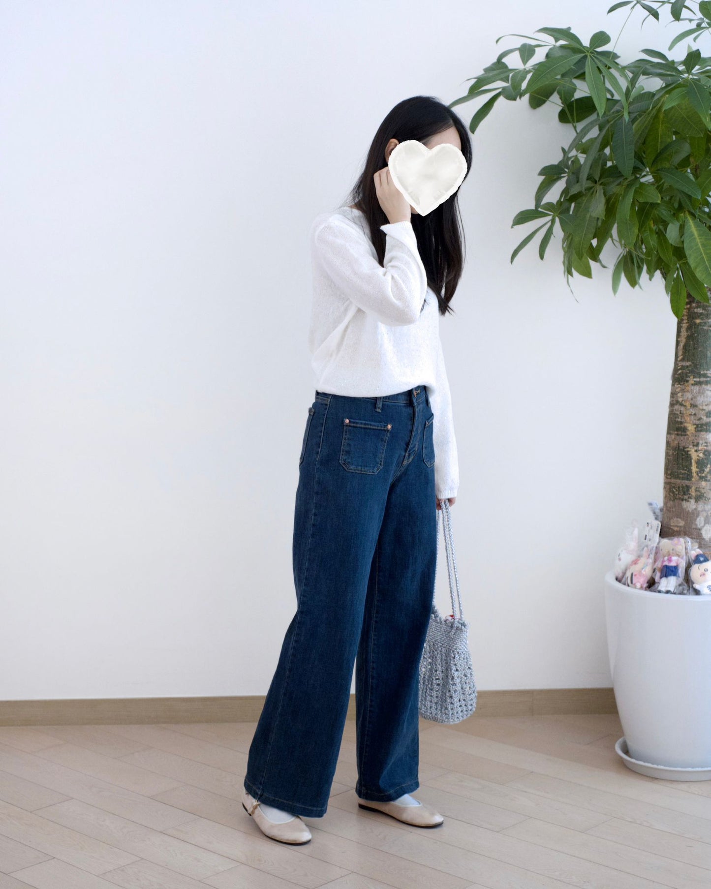 Howluk 薄絨毛直筒口袋牛仔褲