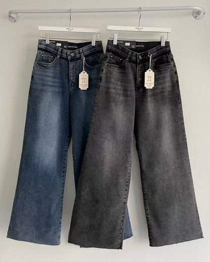 Howluk 撞色闊筒薄絨牛仔褲