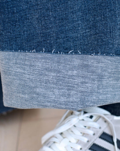 Howluk 撞色闊筒薄絨牛仔褲