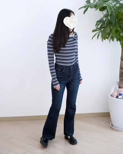 Howluk 絨毛微喇叭牛仔褲