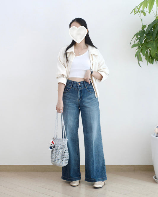 Howluk 小V腰線闊腳牛仔褲