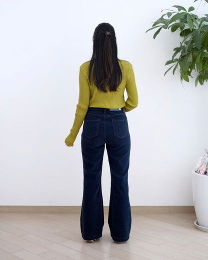 Howluk 口袋絨毛喇叭牛仔褲