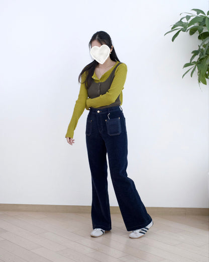 Howluk 口袋絨毛喇叭牛仔褲