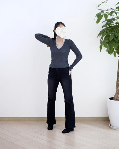 Howluk 絨毛微喇叭牛仔褲