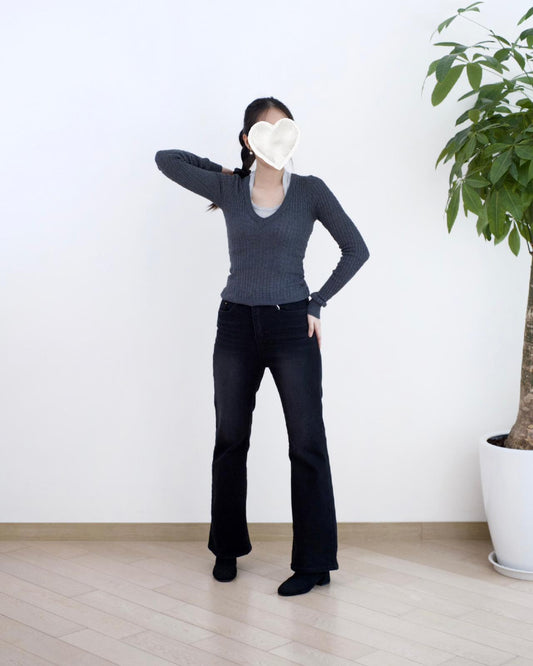 Howluk 絨毛微喇叭牛仔褲